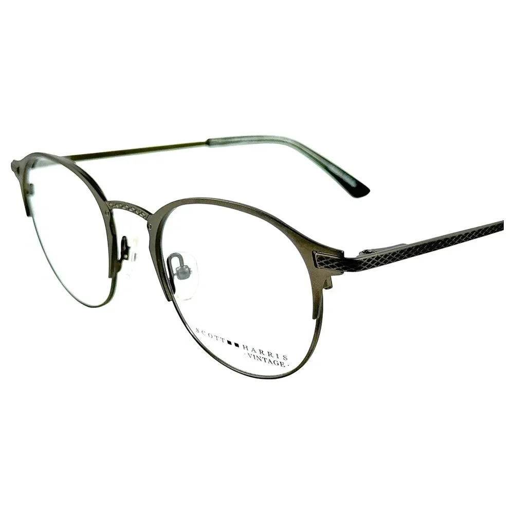 Scott Harris Vintage V48 Unisex Metal Eyeglass Frame C2 Satin Gunmetal 48-19